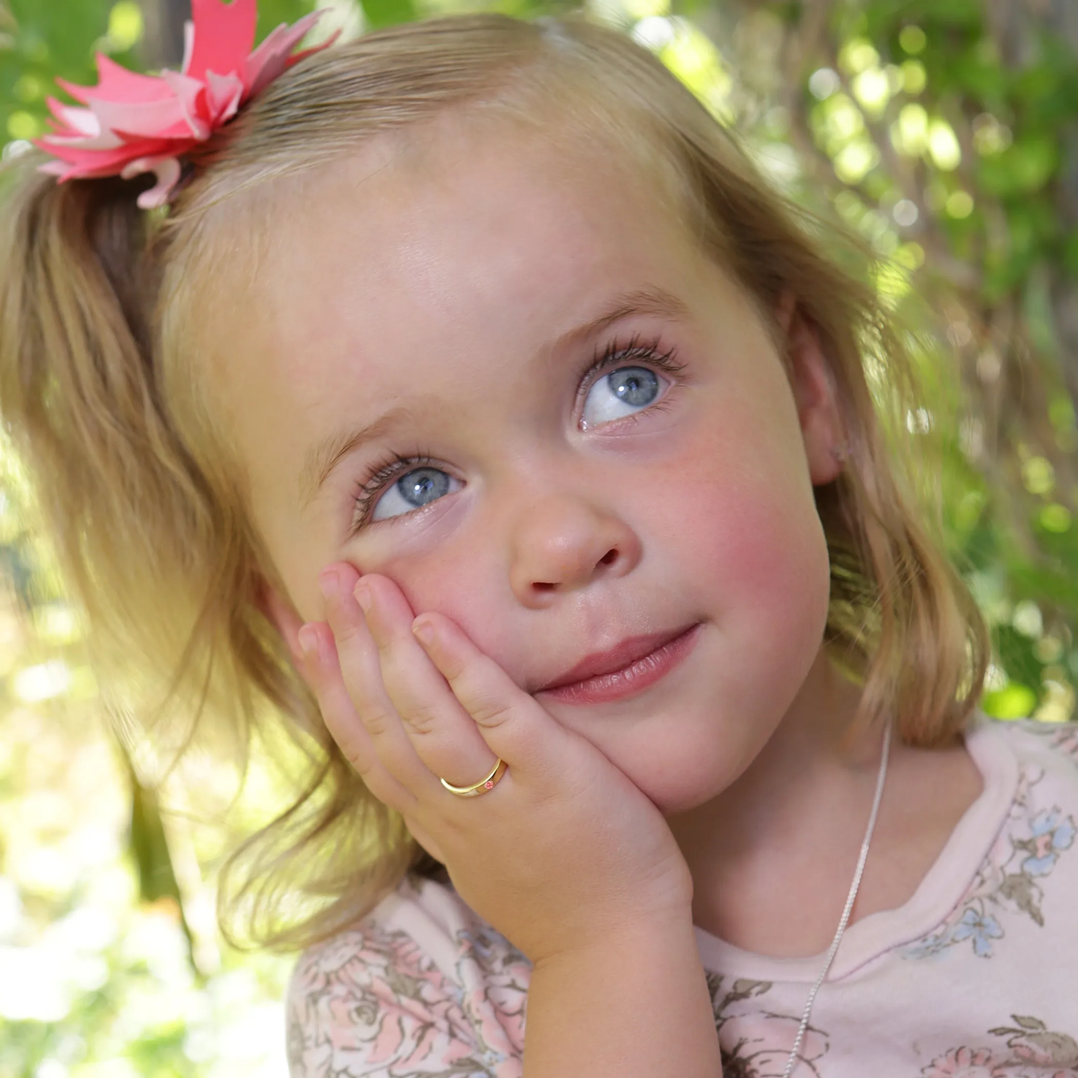 14K Gold-Plated Baby Ring with Pink CZ for Kids