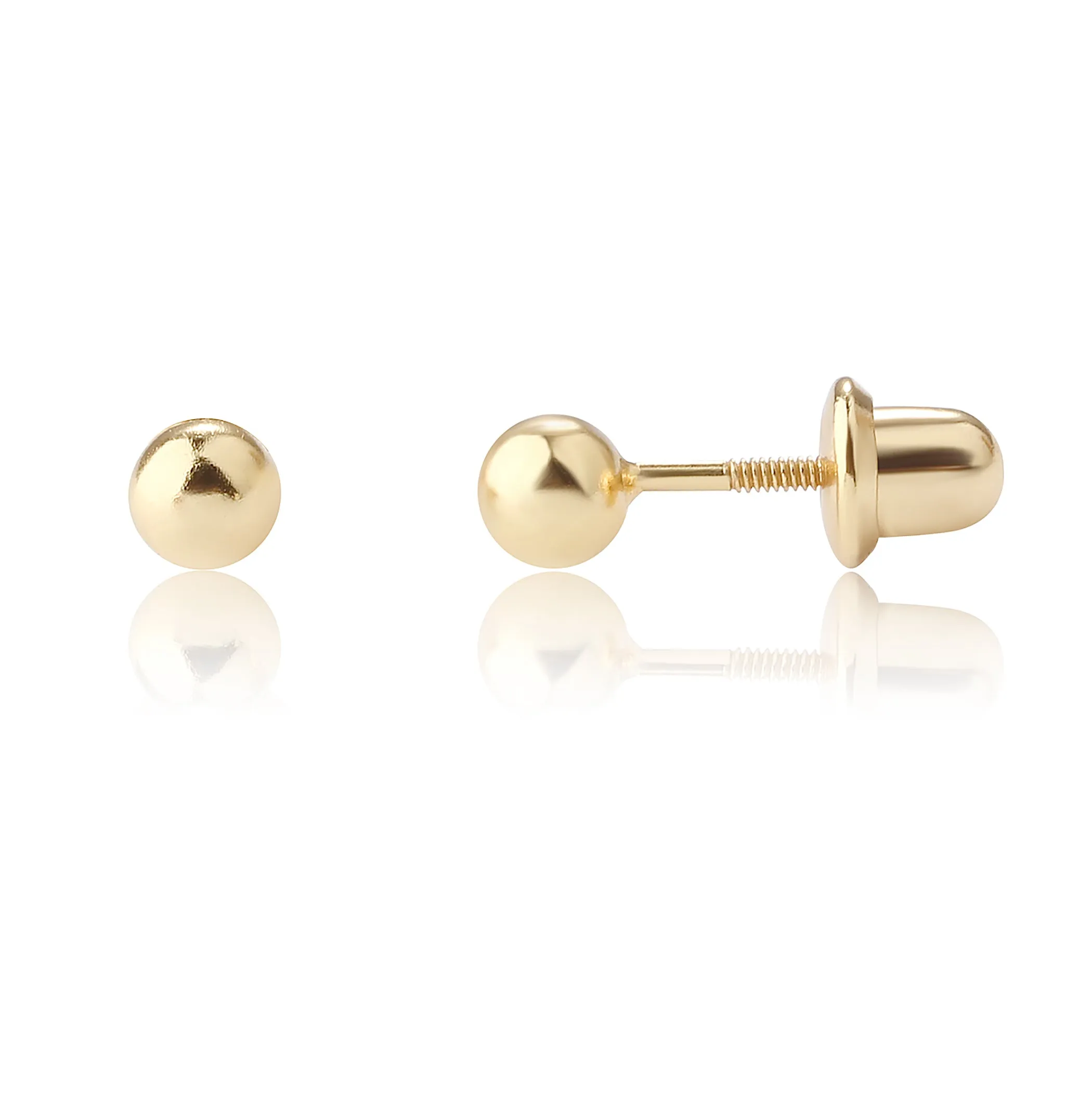14K Gold-Plated Ball Stud Earrings for Baby and Kids