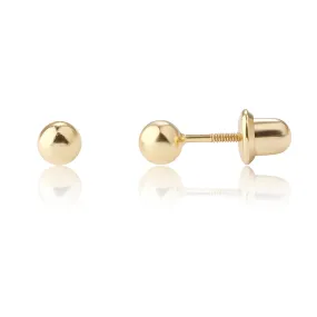 14K Gold-Plated Ball Stud Earrings for Baby and Kids