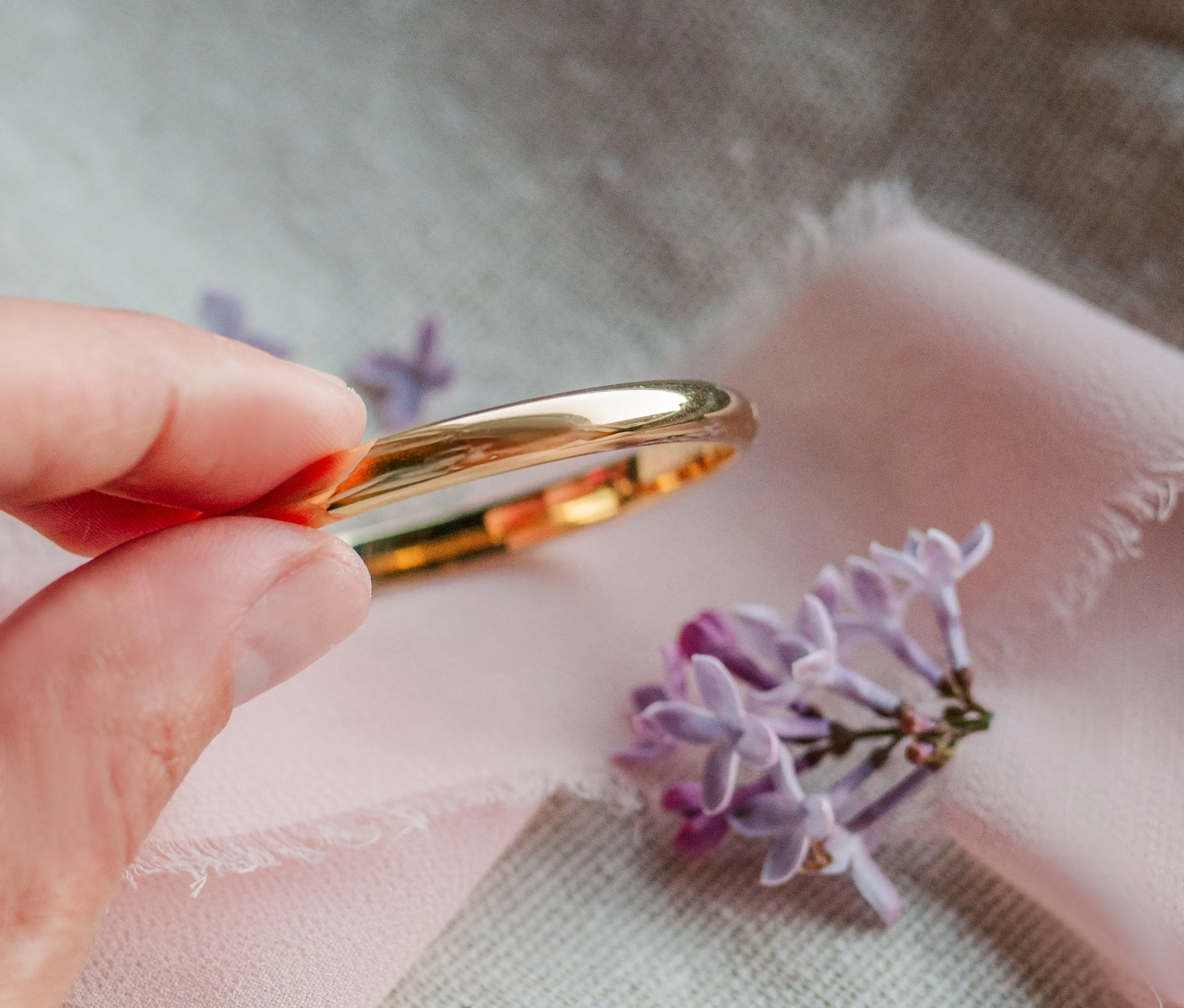 14K Gold-Plated Bangle Bracelet for Babies, Kids, or Women with FREE Engraving - Classic