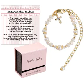 14K Gold-Plated Cherished Babe to Bride Cross Bracelet for Infant Baby Girl