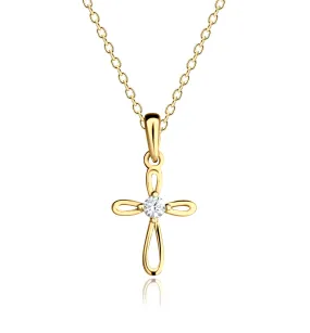 14K Gold-Plated Children's Cross Necklace for Girls