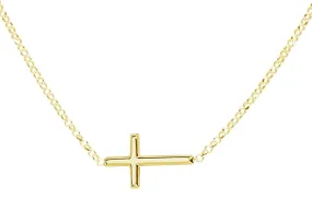 14K Gold-Plated Children's Horizontal Cross Necklace