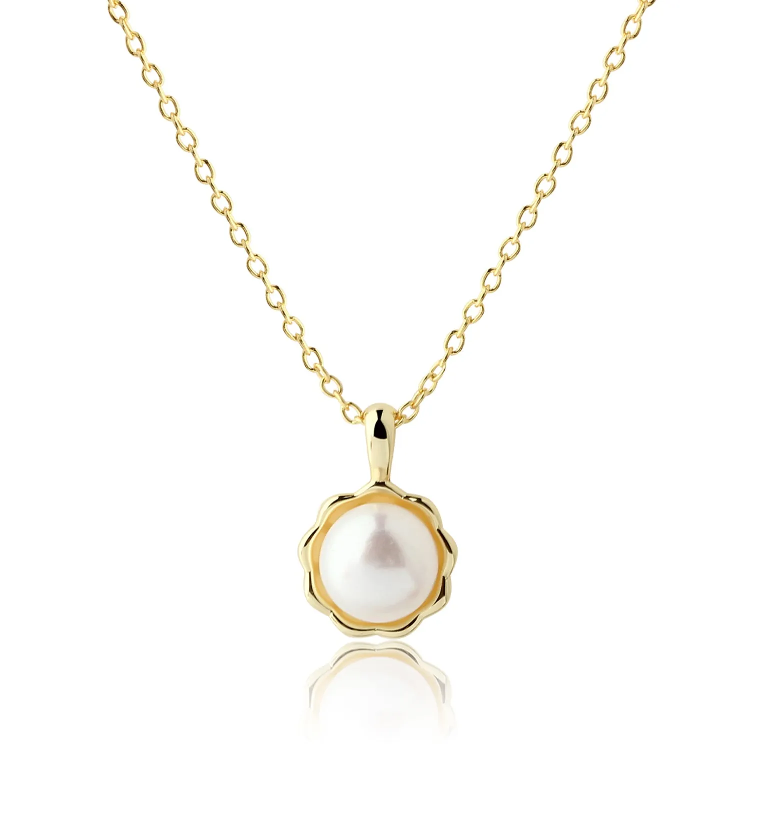 14K Gold-Plated Children's White Freshwater Pearl Necklace for Girls