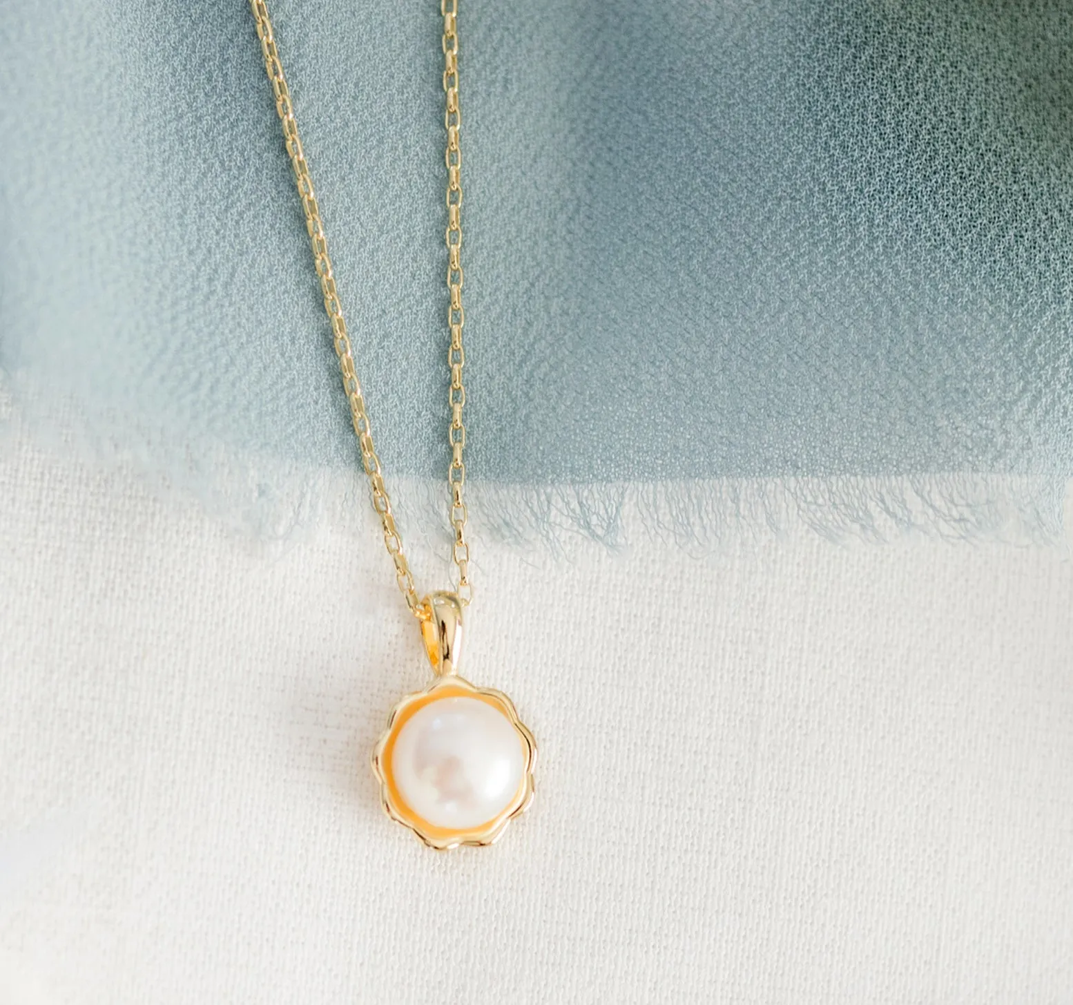 14K Gold-Plated Children's White Freshwater Pearl Necklace for Girls