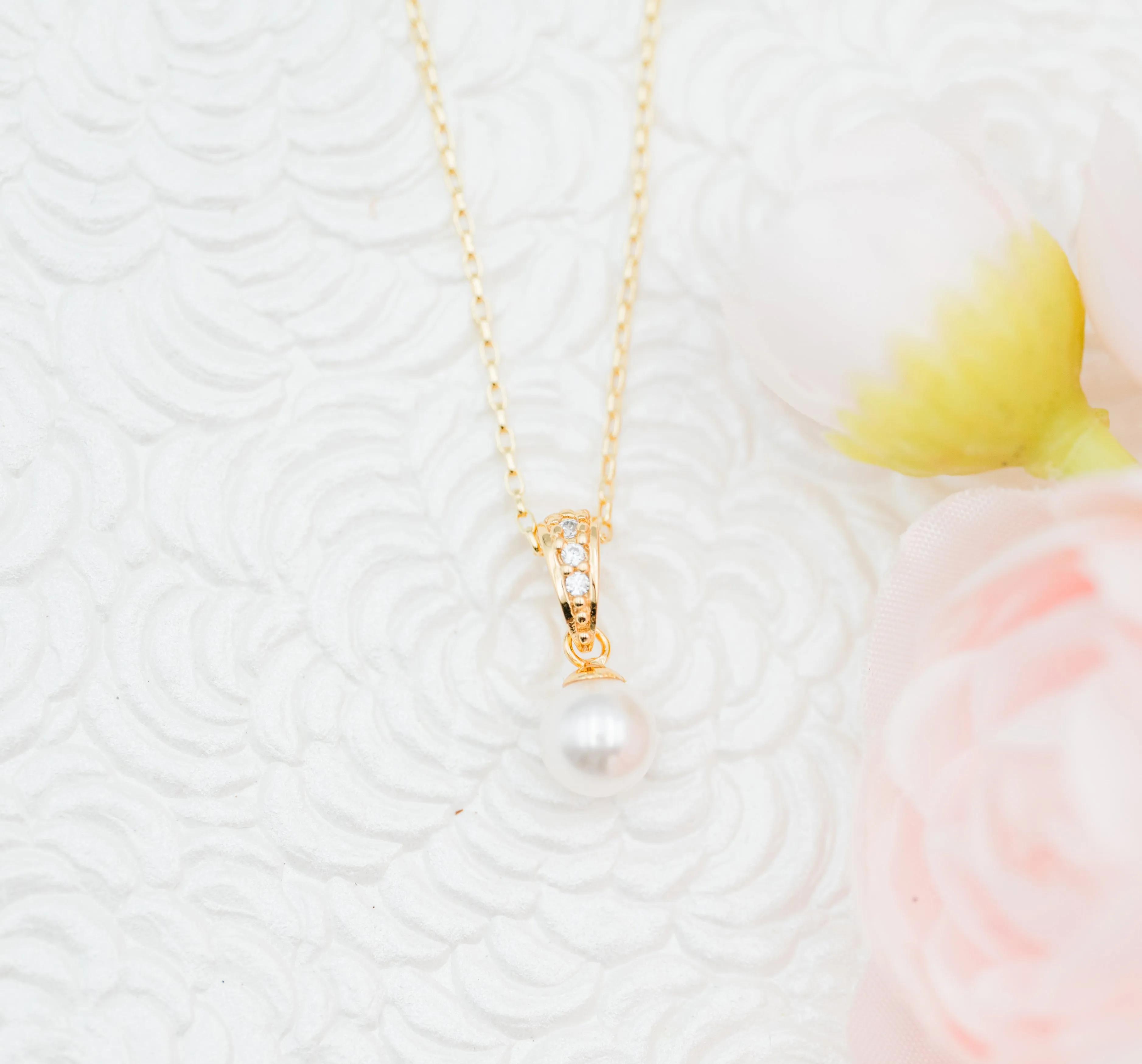 14K Gold-Plated Children's White Pearl Necklace