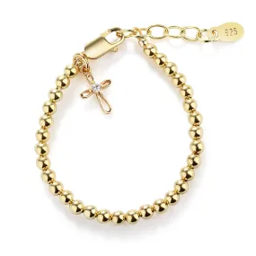 14K Gold Plated Cross Bracelet for Baptism or First Communion