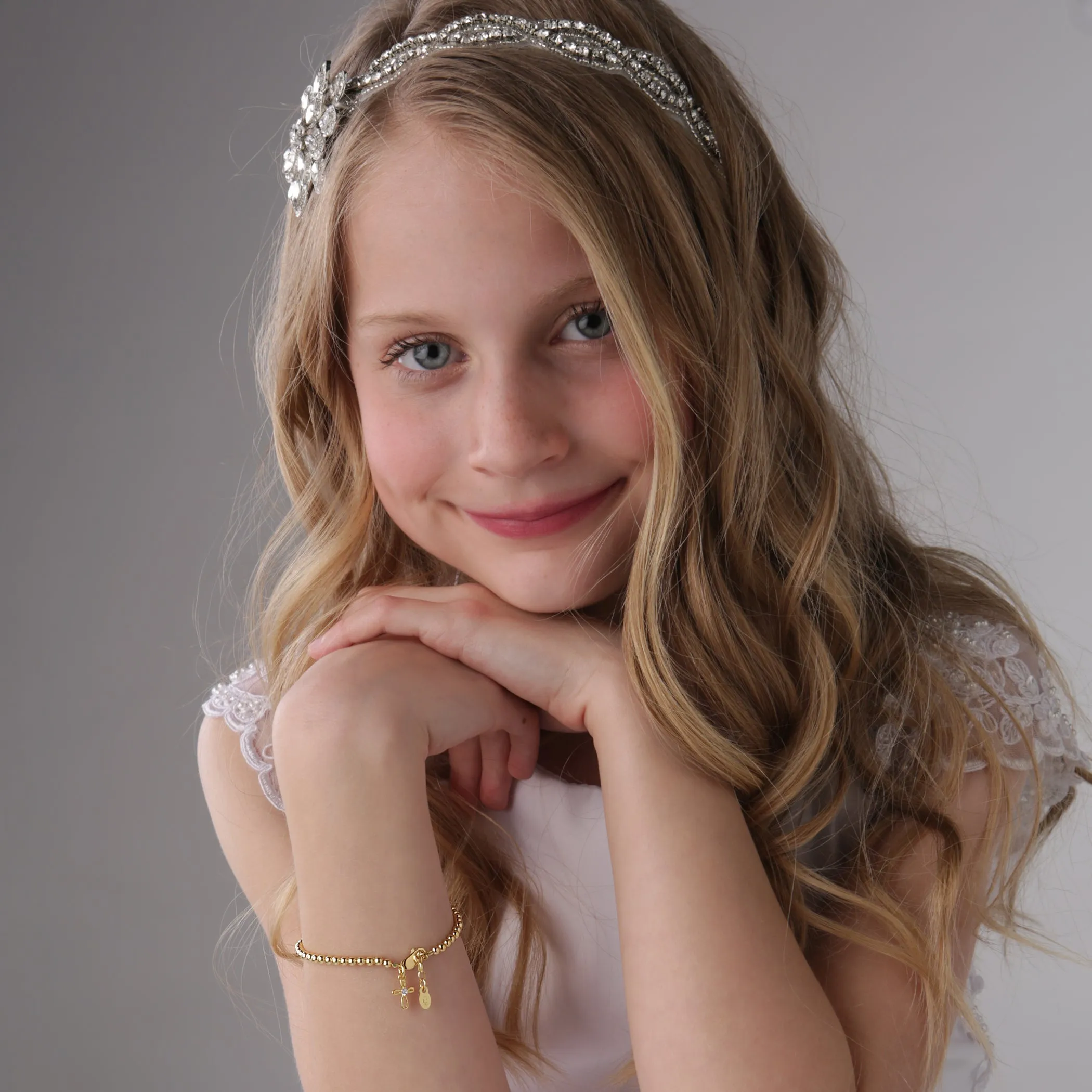 14K Gold Plated Cross Bracelet for Baptism or First Communion