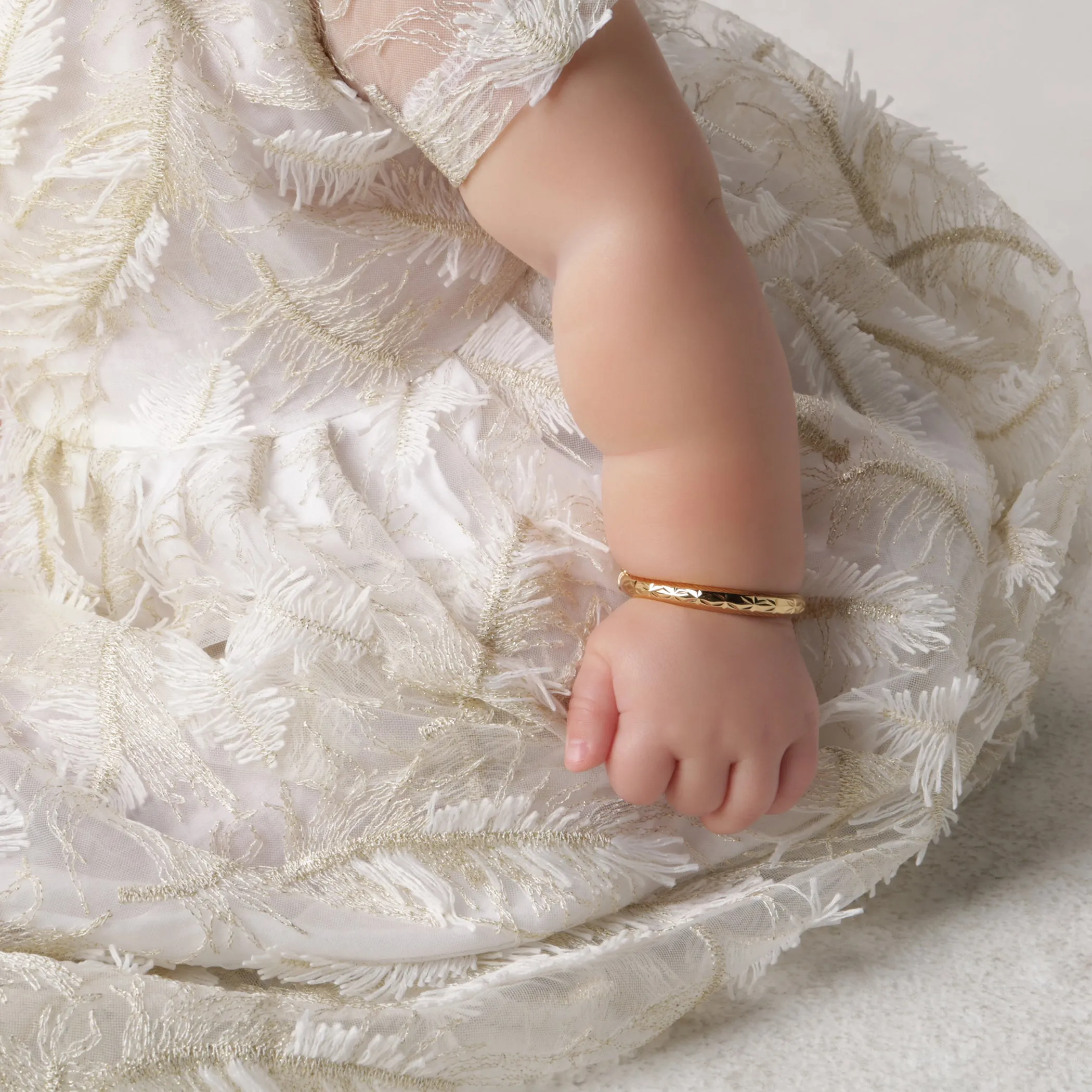 14K Gold Plated Etched Bangle Bracelet for Babies and Little Girls with FREE Engraving
