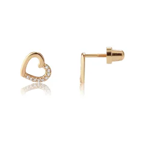 14K Gold-Plated Floating Heart Earrings for Babies, Toddlers and Kids