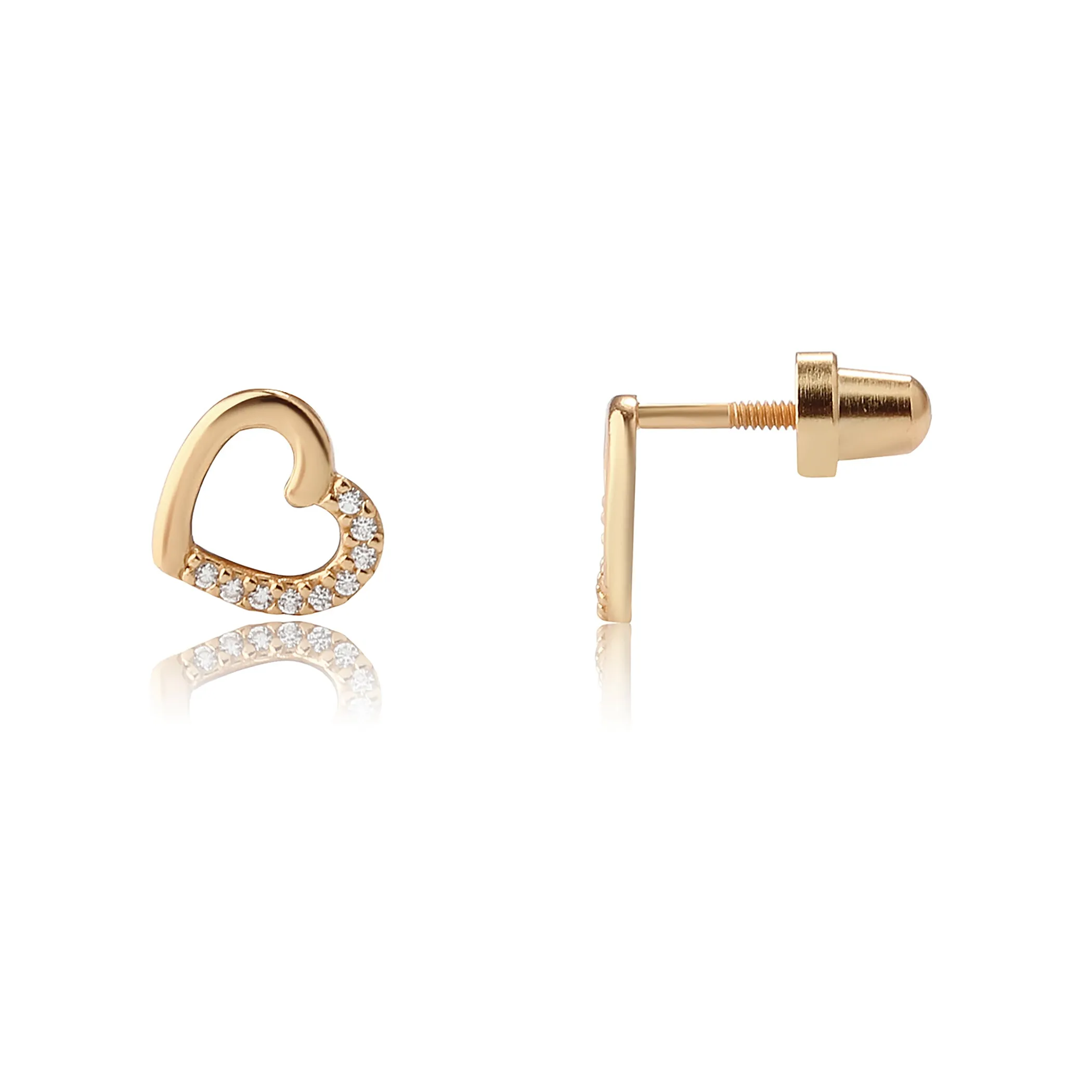 14K Gold-Plated Floating Heart Earrings for Babies, Toddlers and Kids