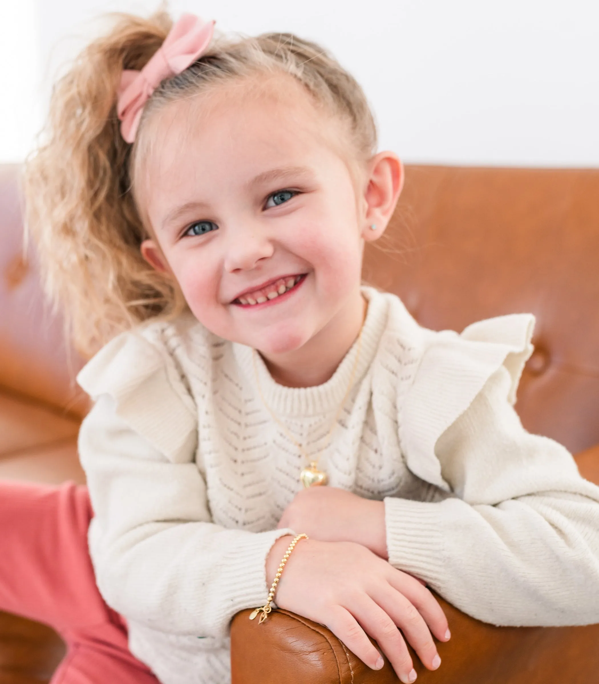 14K Gold-Plated Kids Bracelet with Heart Charm for Little Girls, Teens and Women