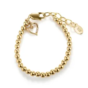 14K Gold-Plated Kids Bracelet with Heart Charm for Little Girls, Teens and Women