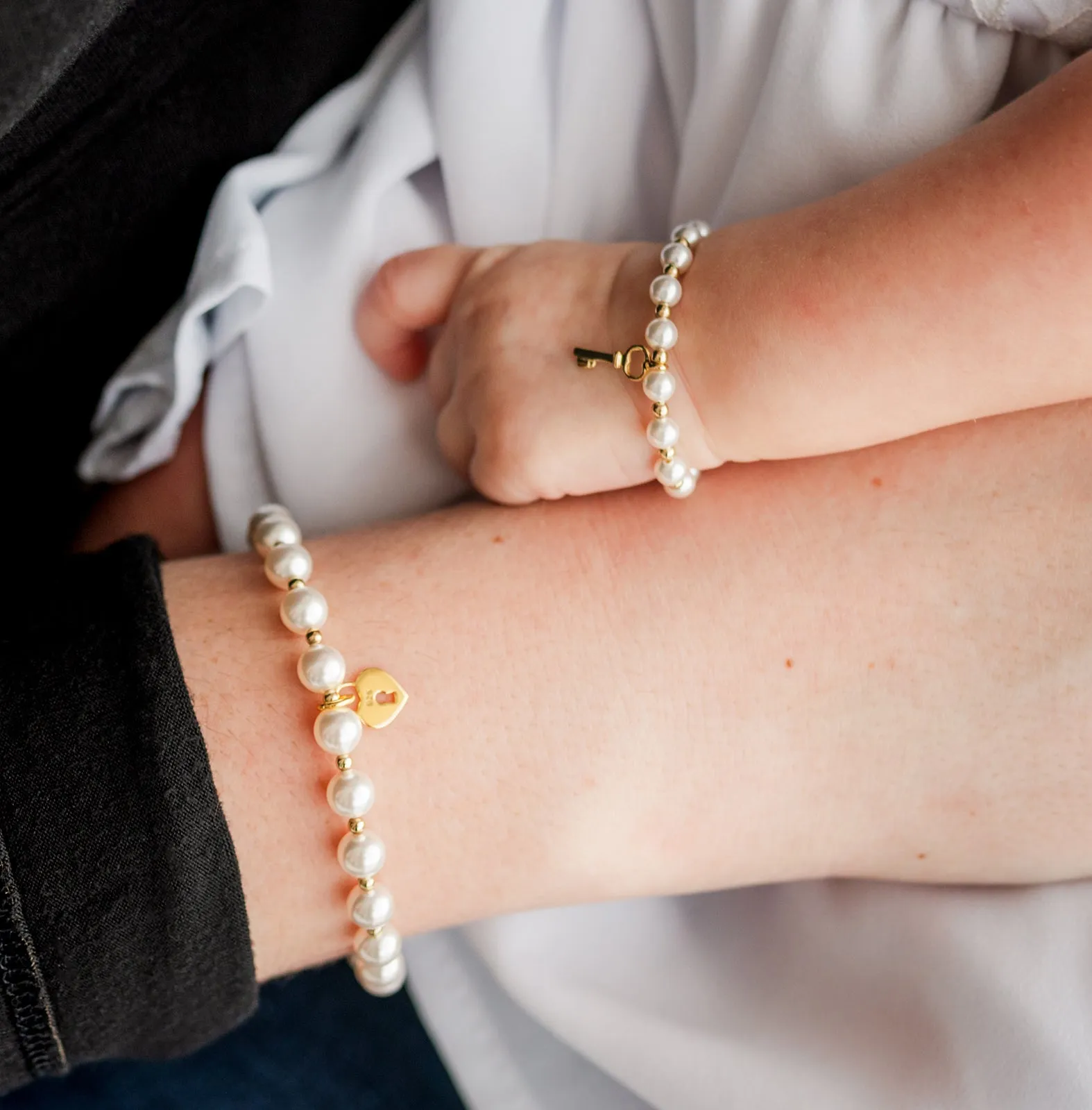 14K Gold-Plated Mom and Me Bracelet Set for Babies, Toddlers & Girls