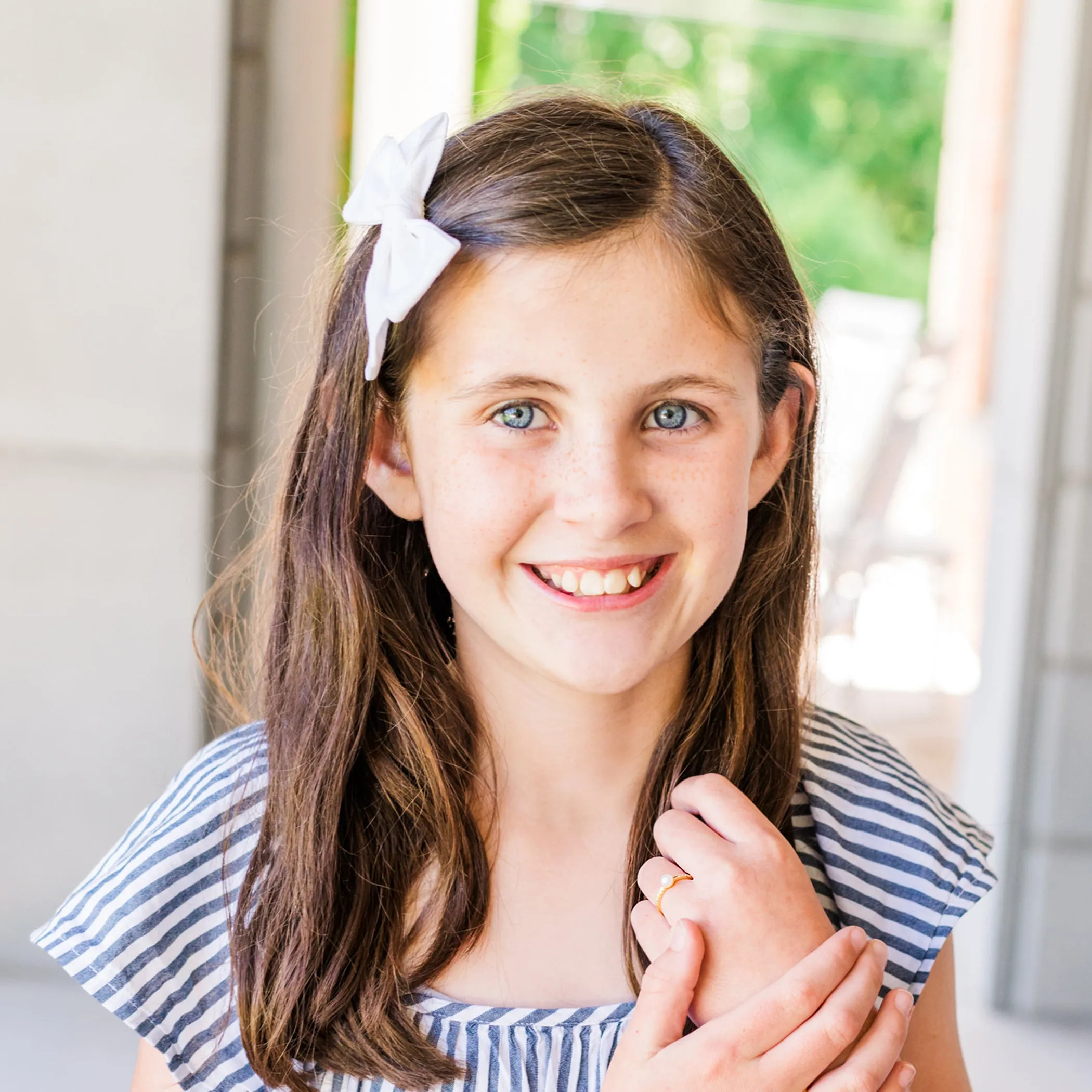 14K Gold-Plated Pearl Baby Ring with CZs for Kids