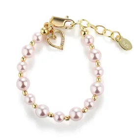 14K Gold-Plated Pink Pearl Child's Heart Bracelet