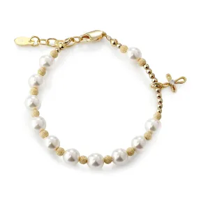 14K Gold-Plated Rosary Bracelet First Communion Gift for Girls