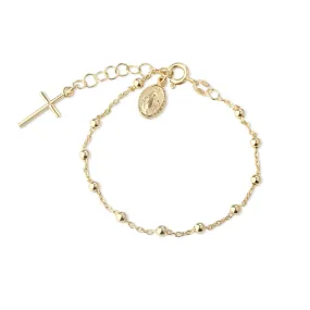14K Gold-Plated Rosary Bracelet First Communion or Confirmation Gift