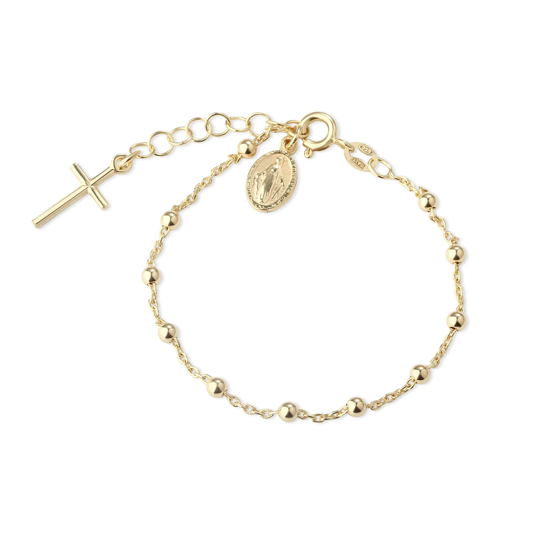 14K Gold-Plated Rosary Bracelet First Communion or Confirmation Gift