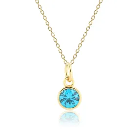 14K Gold Plated Round CZ Birthstone Necklace for Girls, Teens and Women