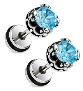 16G Aqua Crest CZ Steel Fake Plugs - Gauges