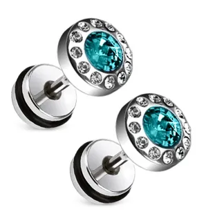 16G Aqua Zircon Steel Fake Plugs - Gauges