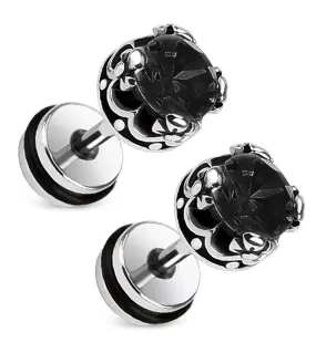 16G Black Crest CZ Steel Fake Plugs - Gauges