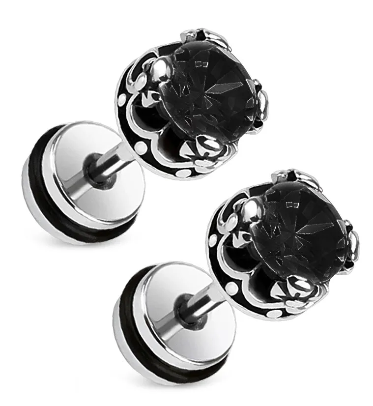 16G Black Crest CZ Steel Fake Plugs - Gauges