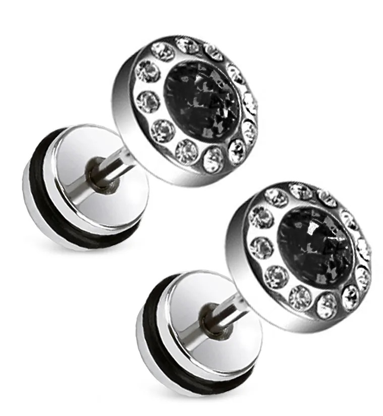 16G Black Zircon Steel Fake Plugs - Gauges