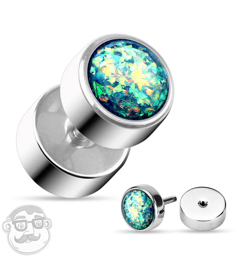 16G Green Opal Steel Fake Plugs - Gauges