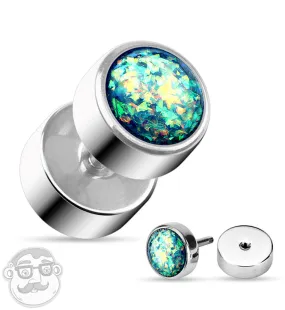 16G Green Opal Steel Fake Plugs - Gauges
