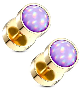 16G Purple Escent Gold PVD Stainless Steel Fake Plugs - Gauges