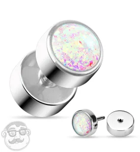 16G White Opal Steel Fake Plugs - Gauges