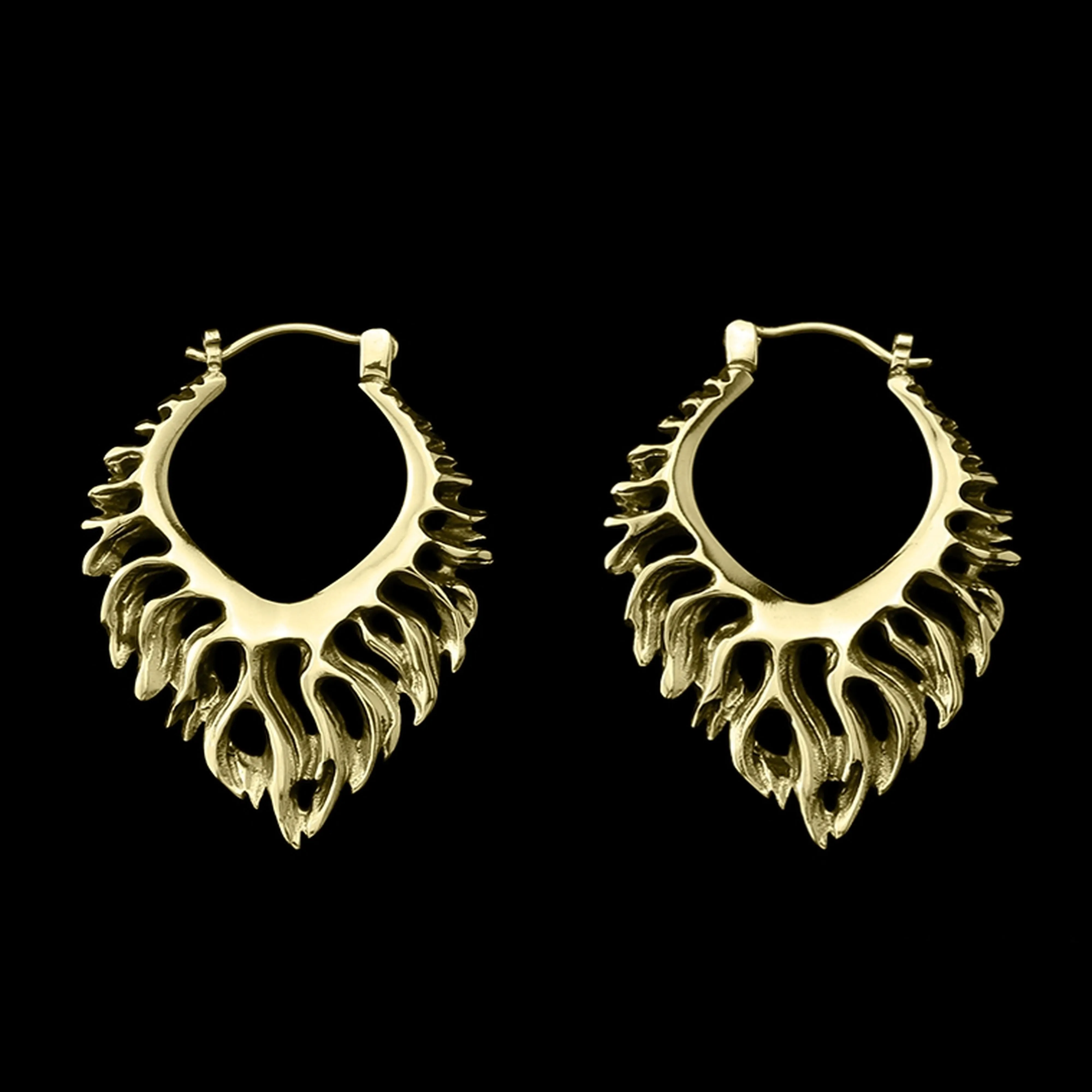 18G Flame Brass Hangers - Earrings