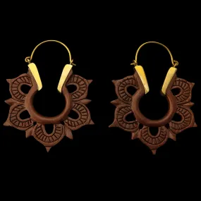 18G Mandala Engraved Wooden Hangers - Earrings