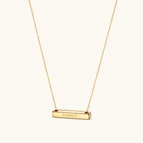 3cm Letter Bar Necklace in Gold Horizontal