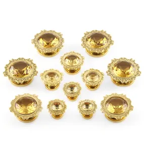 5/8" Golden Floral CZ Stainless Steel Plugs