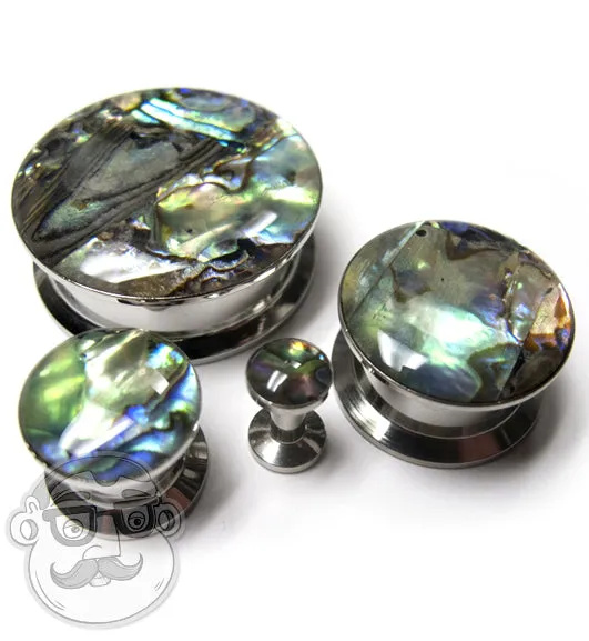 Abalone Shell Top Stainless Steel Plugs