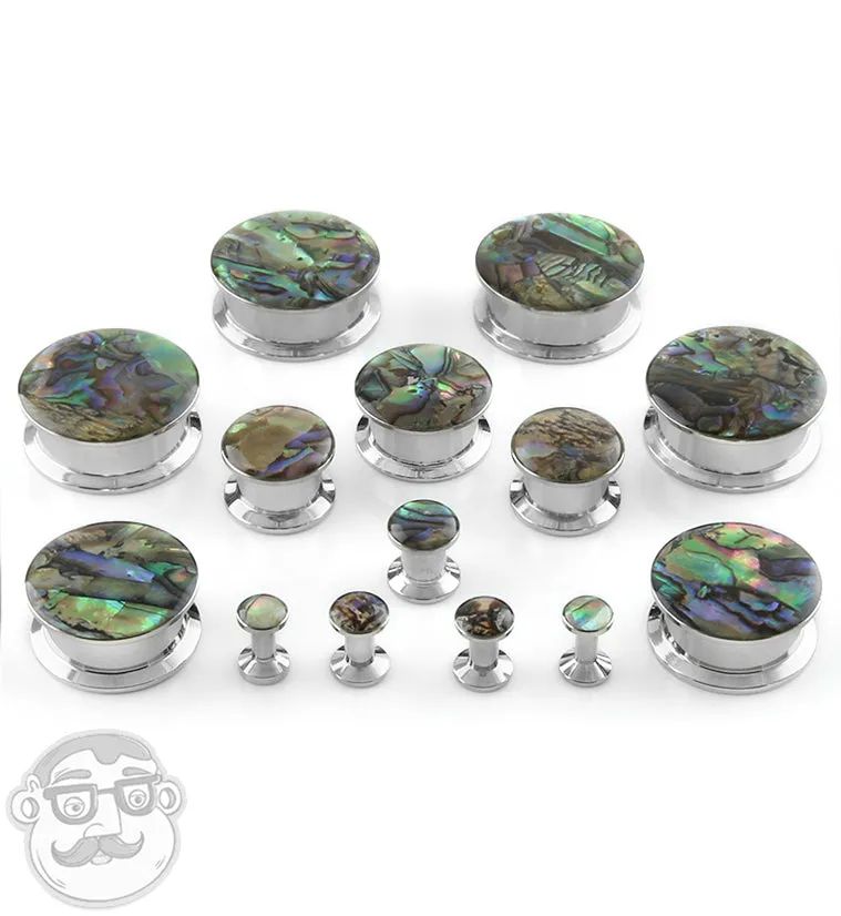 Abalone Shell Top Stainless Steel Plugs