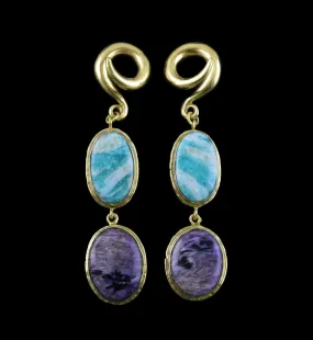 Amazonite X Charoite Stone Ear Weights Version 10