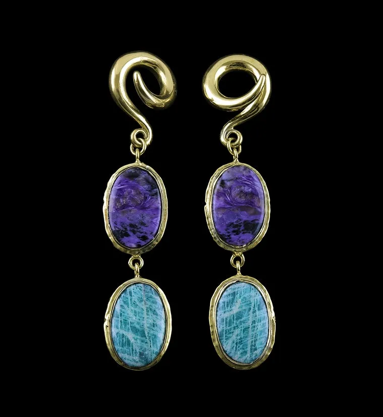 Amazonite X Charoite Stone Ear Weights Version 11