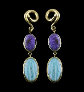 Amazonite X Charoite Stone Ear Weights Version 12