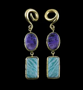Amazonite X Charoite Stone Ear Weights Version 13