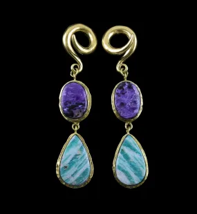 Amazonite X Charoite Stone Ear Weights Version 14
