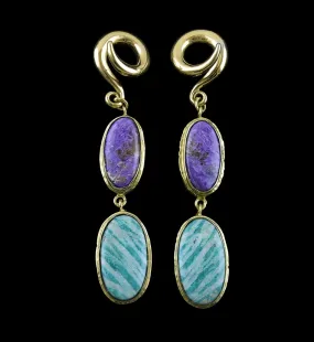 Amazonite X Charoite Stone Ear Weights Version 15