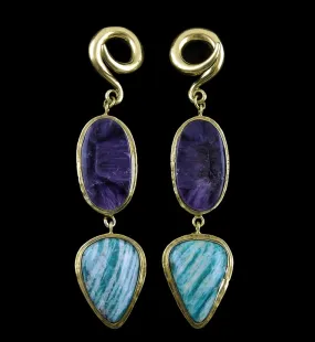 Amazonite X Charoite Stone Ear Weights Version 16