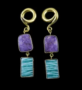 Amazonite X Charoite Stone Ear Weights Version 1