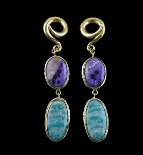 Amazonite X Charoite Stone Ear Weights Version 4