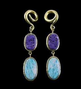 Amazonite X Charoite Stone Ear Weights Version 5