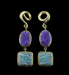 Amazonite X Charoite Stone Ear Weights Version 6